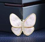 Брошка, брошь перламутровая "Бабочка". БелыйЦвет-синий. Символ стабильности и духовного начала.