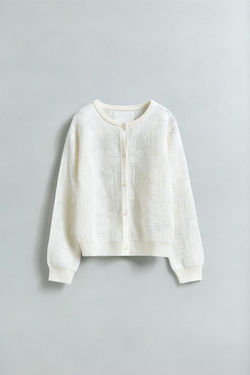 ZARA ЖАККАРДОВЫЙ КАРДИГАН С ЦВЕТОЧНЫМ ПРИНТОМ, БЕЛЫЙ