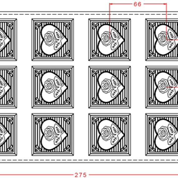 445| Форма для шоколадных изделий &quot;Роза в сердце&quot; (275*175мм)
