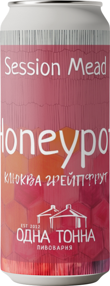 Медовуха Одна Тонна Ханипот Клюква, Грейпфрут / Mead Odna Tonna Honeypot Klyukva, Grapefruit 0.5 - банка