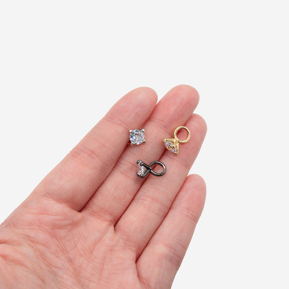 Подвеска "Proposal", 11,4*8,4мм, фианит, gun metal