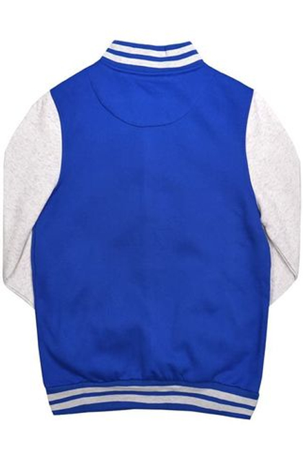 Куртка бомбер синий со светло-серыми рукавами