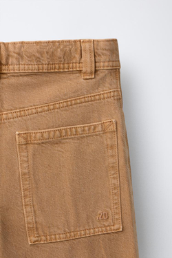 ZARA ХОЛЩОВЫЕ БРЮКИ ПРЯМОГО КРОЯ, ТЫКВЕННЫЙ