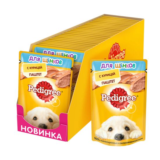 Pedigree пауч для щенков от 1 месяца паштет с курицей 80гр