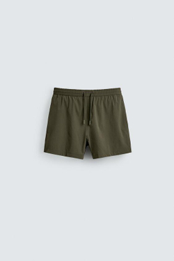 ZARA КОРОТКИЕ ПЛАВКИ ИЗ РЕЛЬЕФНОЙ ТКАНИ, ХАКИ