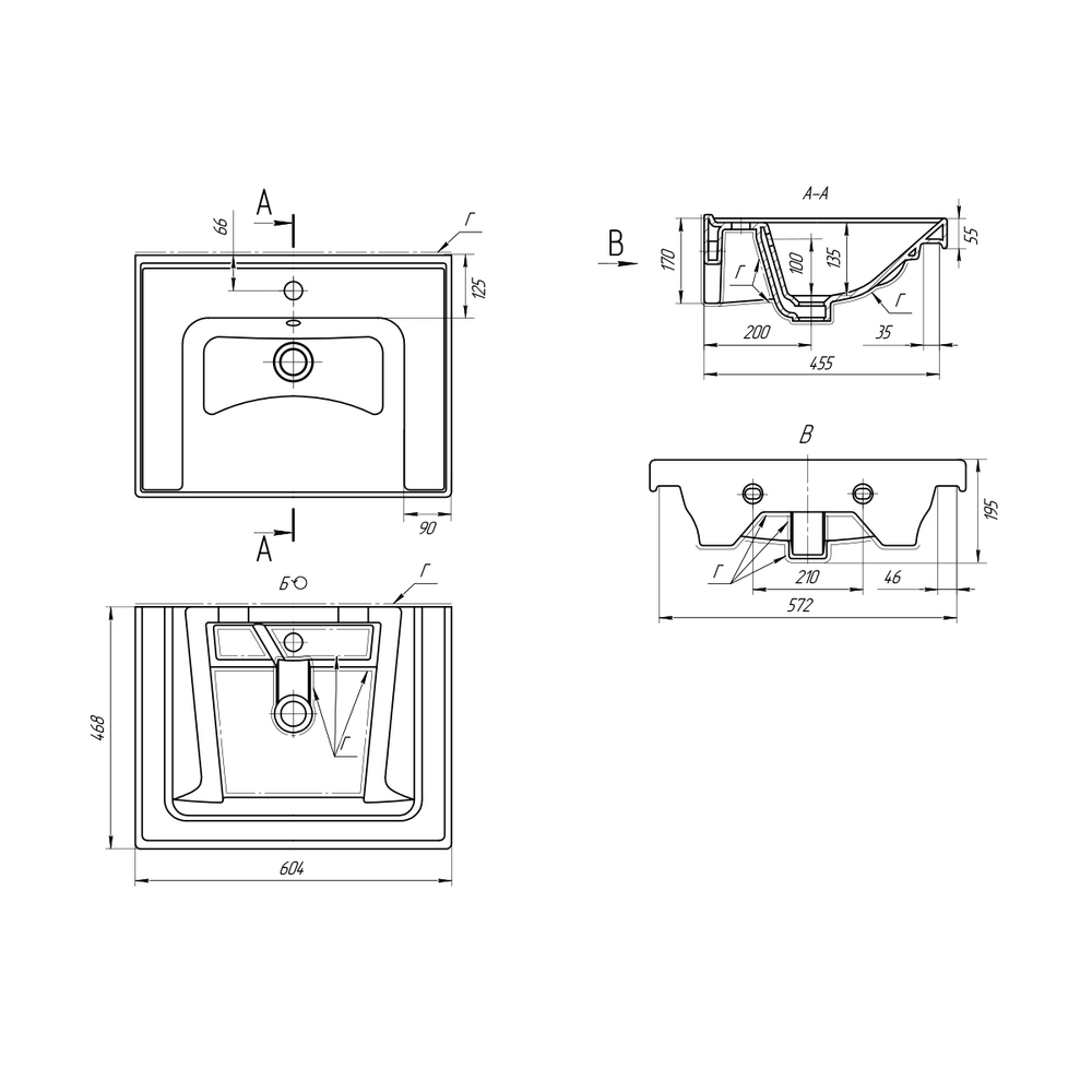 Раковина накладная "Грэйс- 60" белая (DREJA)