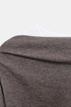 ZARA КОРОТКОЕ ПЛАТЬЕ АСИММЕТРИЧНОГО КРОЯ, КОРИЧНЕВЫЙ МЕЛАНЖ