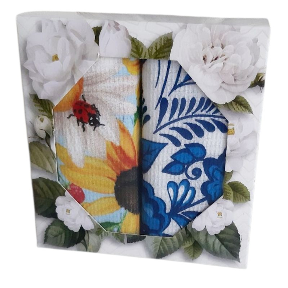 Набор из 2-х вафельных полотенец в подарочной упаковке, 100% хлопок, Россия.