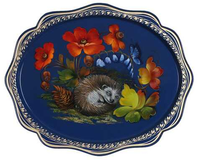 Жостовский поднос декоративный, размер 38х30 см (A15), металлический