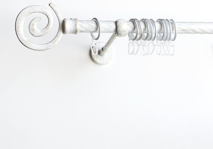 Карниз кованый витой для штор "Флексо" d20 мм однорядный, цвет белое золото