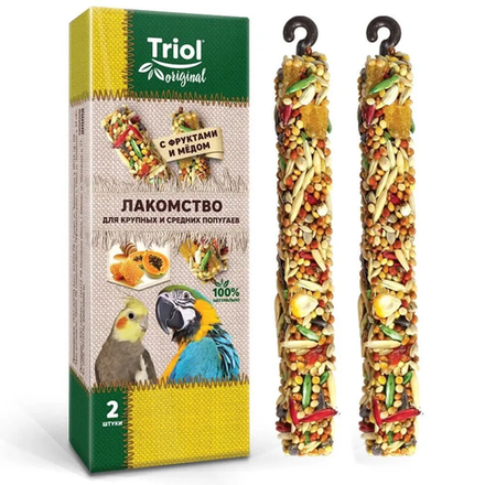 Корм Triol для крупных и средних попугаев с фруктами и медом 80 гр