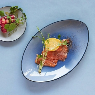 Блюдо «Экинокс» овальное;керамика;,H=40,L=350,B=223мм;синий (Цвет: синий)