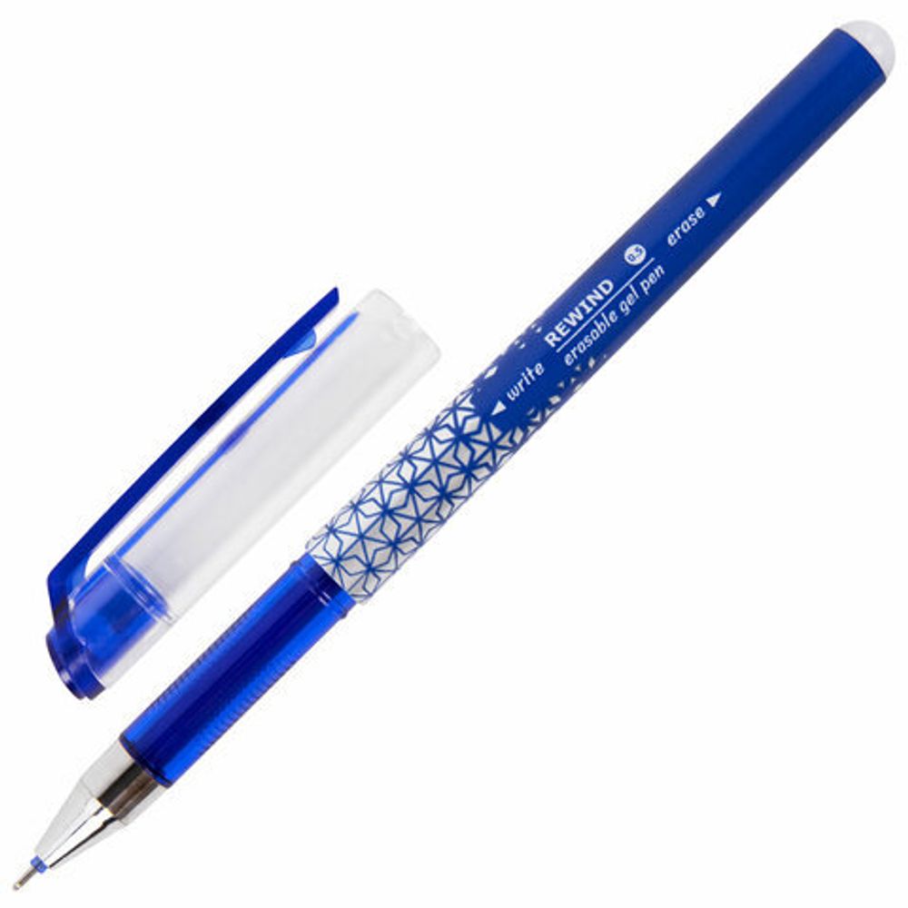 Ручка стираемая гелевая BRAUBERG "REWIND", СИНЯЯ, игольчатый узел 0,5 мм, линия письма 0,35 мм, 144095