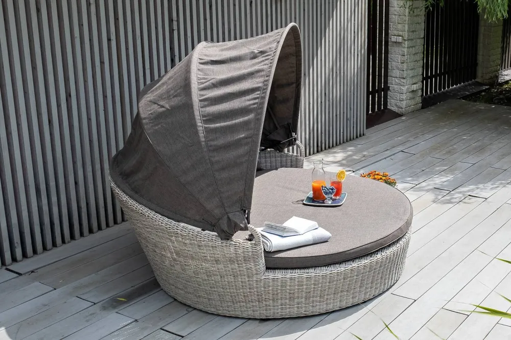 "Стильяно" плетеная кровать круглая, цвет бежевый