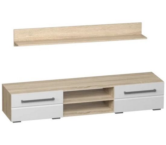 Гостиная МИЛАН ТБ-11 Тумба/полка сонома/белый глянец (1802*430*340) /1/(СНЯТА С ПР-ВА)