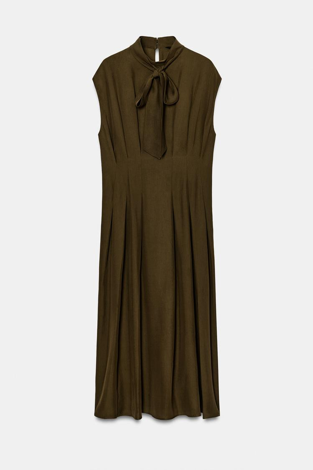 ZARA ПЛАТЬЕ МИДИ С ЗАВЯЗКАМИ — ZW COLLECTION, ХАКИ