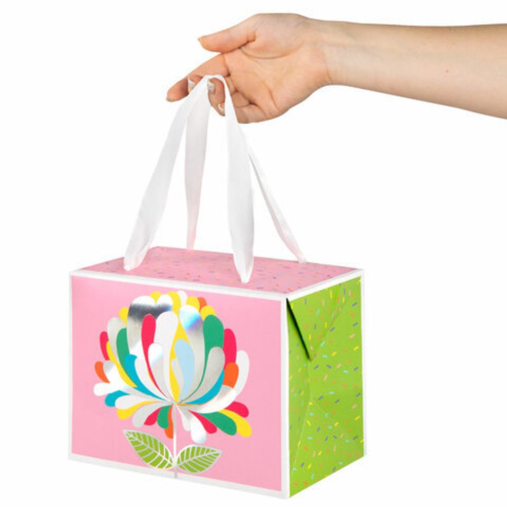 Пакет-коробка подарочный (1 штука) "Цветок", 15х9х11 см, тиснение фольгой, ламинация, 90074