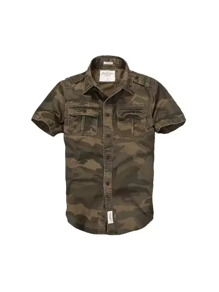 Рубашка Abercrombie & Fitch с коротким рукавом (коричневый кмф)