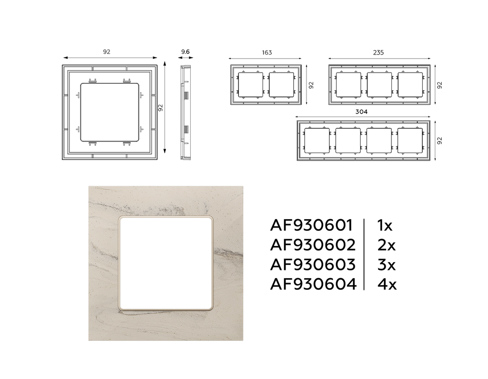 AF930602 Рамка ALFA Grand (Серо-бежевый мрамор) 2-ая