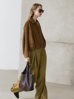 Massimo Dutti Короткий замшевый бомбер, коричневый