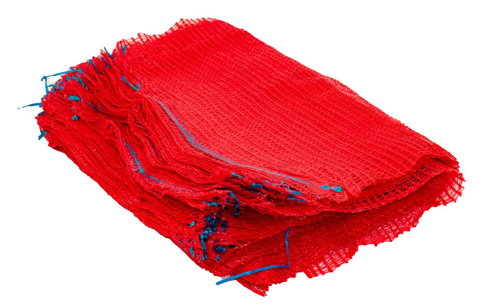 Мешки овощные сетчатые (сетка овощная) 45*75 вместимость до 30 кг КРАСНЫЕ (в упаковке 100 шт. +/-3%) $