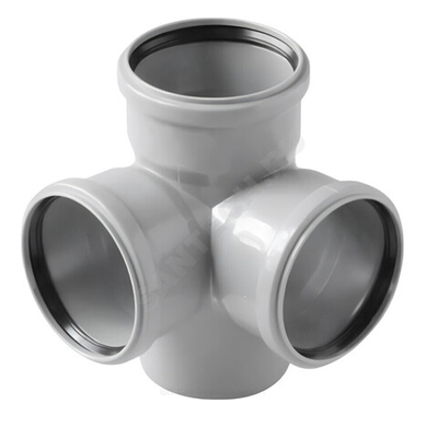 Крестовина PP-H 2-плоскостная серая BASE Дн 110х110х110х87,5гр б/нап в/к VALFEX 28110110