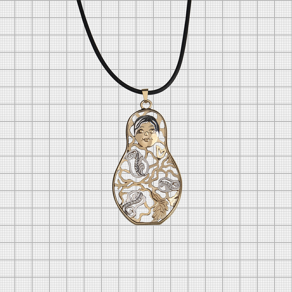 "Голуба" кулон в золотом покрытии из коллекции "Матрешки" от Jenavi  с замком карабин