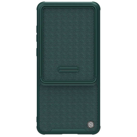 Чехол зеленого цвета (Dark Green) с вставками из нейлонового волокна от Nillkin для Huawei Mate 50 Pro, серия Textured Case S, полуавтоматическая сдвижная крышка