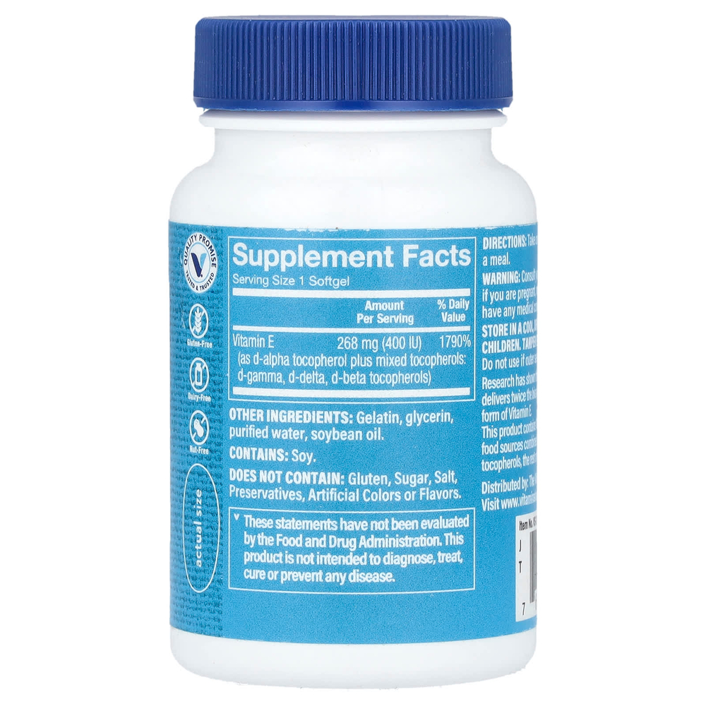 The Vitamin Shoppe, Витамин E, 268 мг (400 МЕ), 60 мягких таблеток