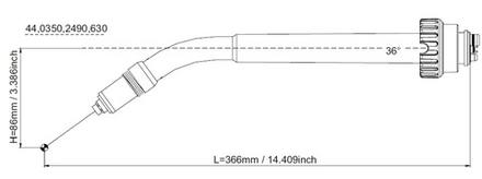 44,0350,2490,630 Гусак 36° сварочной ROBO горелки