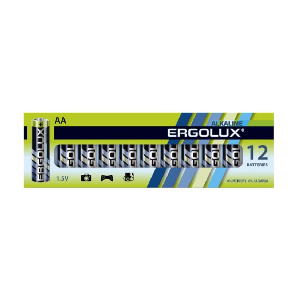 Батарейка Ergolux AA/LR 6 Alkaline BP-12 (LR 6 BP-12, 1.5В)(12 шт в уп.)