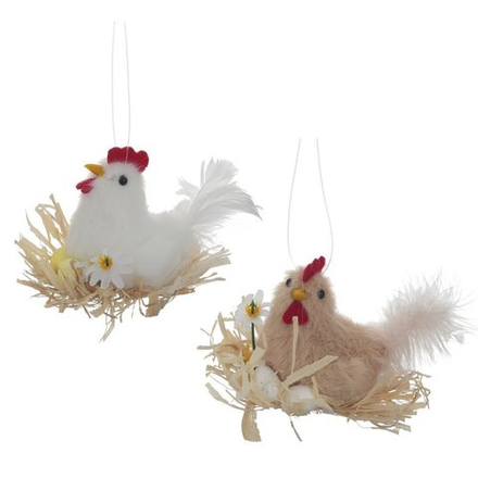 GAEM Изделие декоративное подвесное "Курица в гнезде", L9 W5 H6 см, 2в.