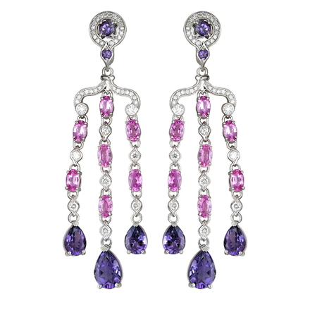 Серьги с аметистом  из белого золота JA-S-629281-2