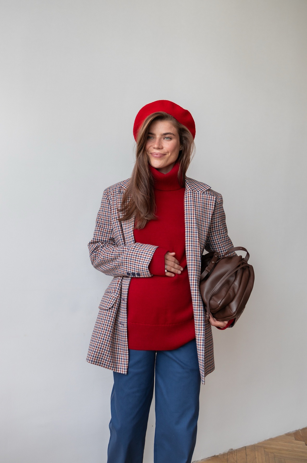 Джинсы для беременных свободные, Темно-синий