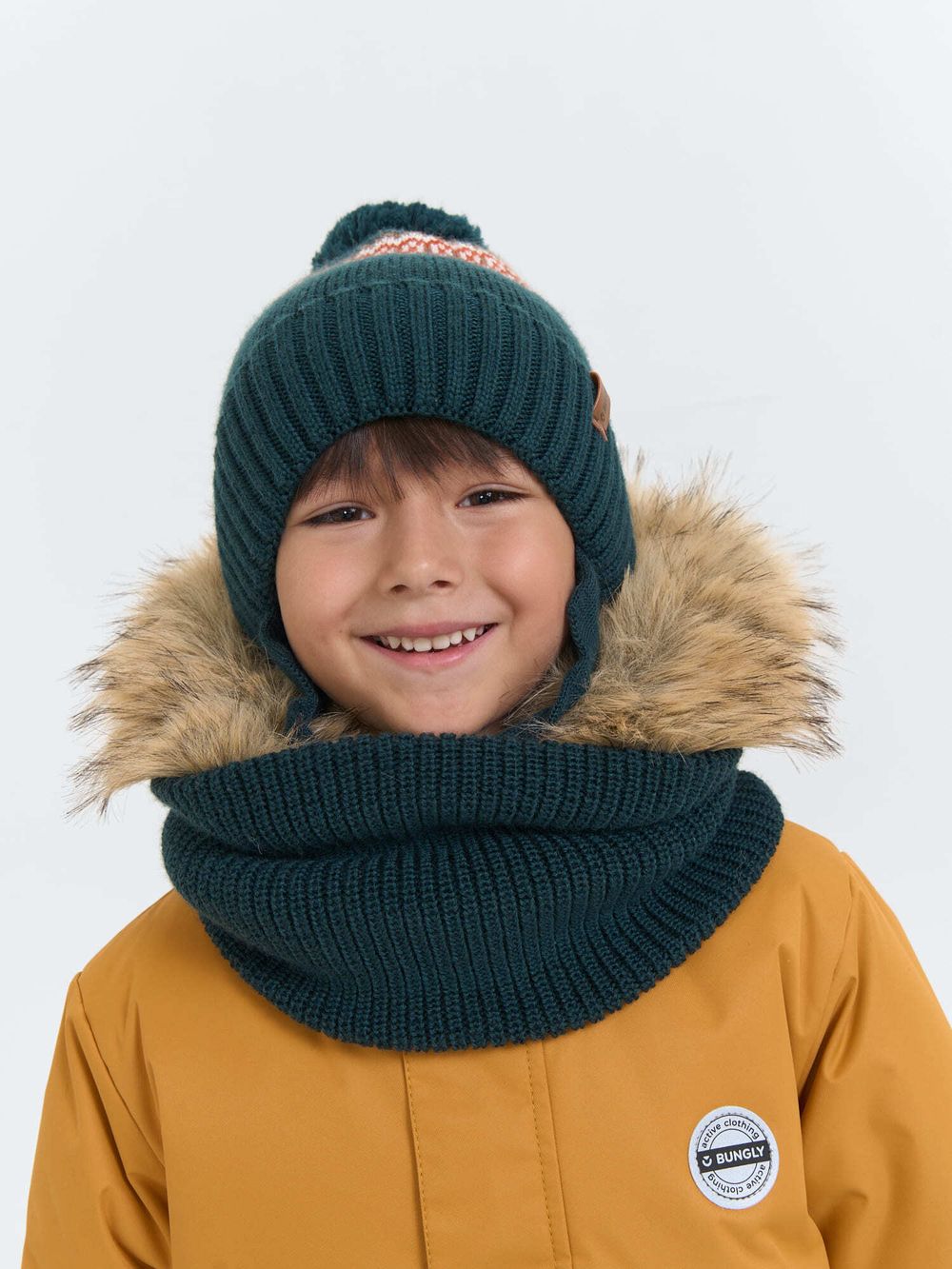 Снуд из смесовой шерсти "Малахит" жемчужная резинка