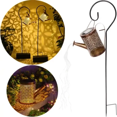 Светильник дачный на солнечной батарее «Чайник Орнамент» 21*9.5*14.5 см, 37 ламп LED (6 нитей, длина 55 см, подставка 79 см)