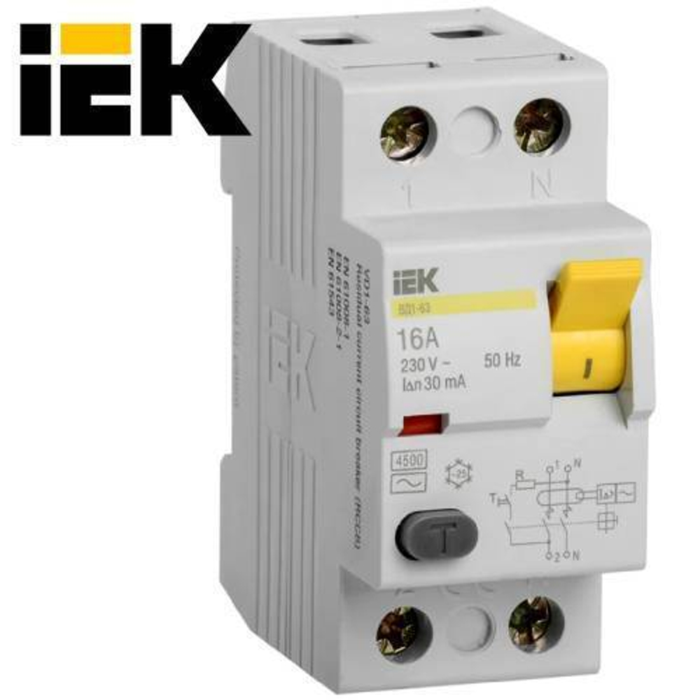 УЗО 2/16 А 30ма IEK (ВД1-63)
