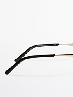 Massimo Dutti Солнцезащитные очки-авиаторы, серебряный