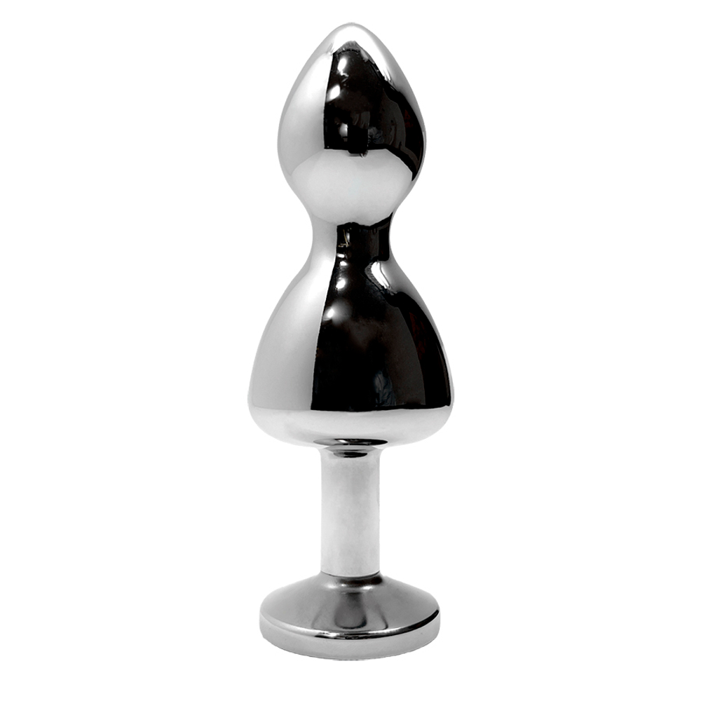 Металлическая анальная втулка 10,5см с кристаллом Cnex Wooomy Lollypop Double Ball Metal Plug White L