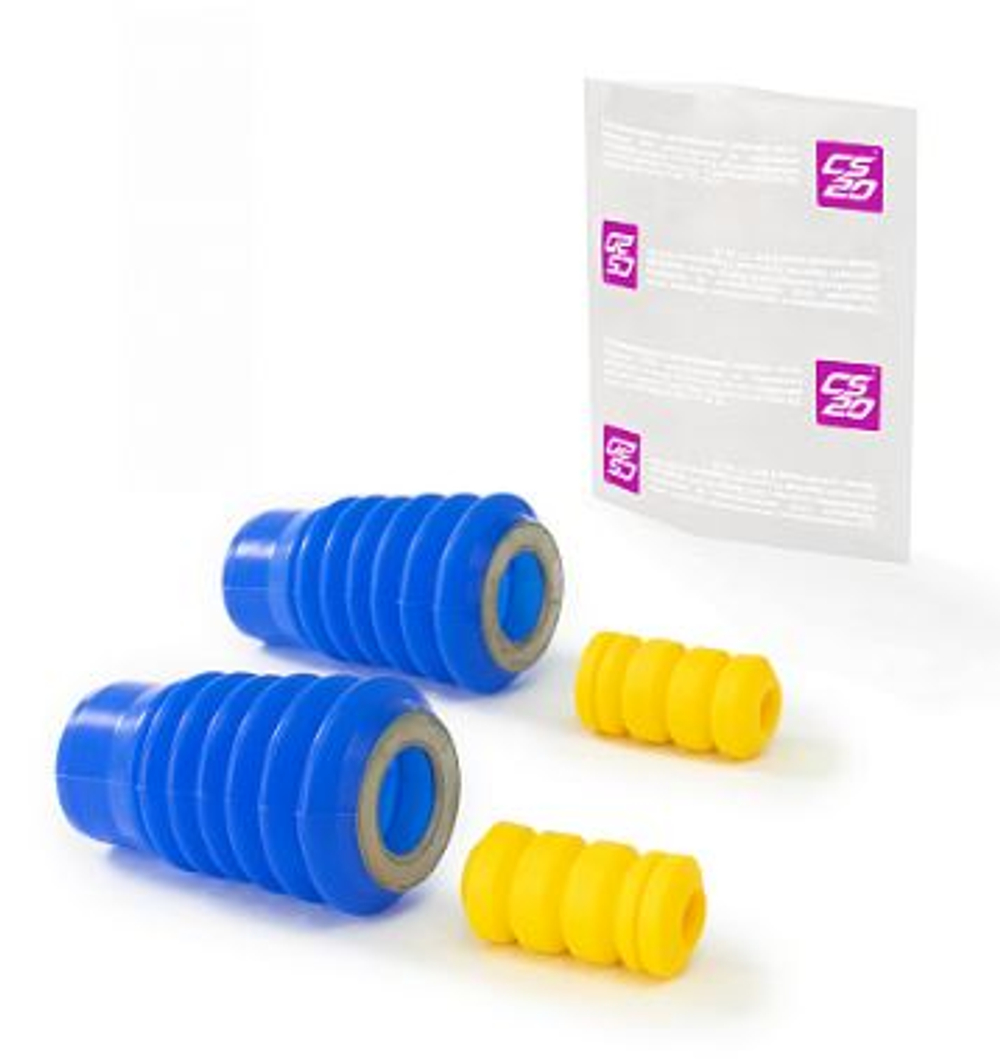 Отбойник стойки перед 2110-2902816/5681 (2отб полиурЖЕЛТ+2чехл силикСИНИЙ) COMFORT CS20 07599 пакет