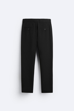 ZARA БРЮКИ КОМФОРТНОЙ ПОСАДКИ ИЗ РЕЛЬЕФНОЙ ТКАНИ, ЧЕРНЫЙ