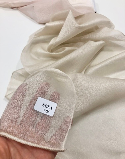 Тюль-лен с мерцанием Arya арт. Sefa col v-06 бежевый (высота 300 см, Турция)