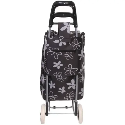 Тележка хозяйственная с сумкой (93*30*34см, колеса 16см,грузоподъемность до 30 кг) Черная