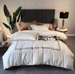 ZEPHYR HOME КПБ Двуспалка ЕВРО Египетский хлопок 100s белый с бежевыми