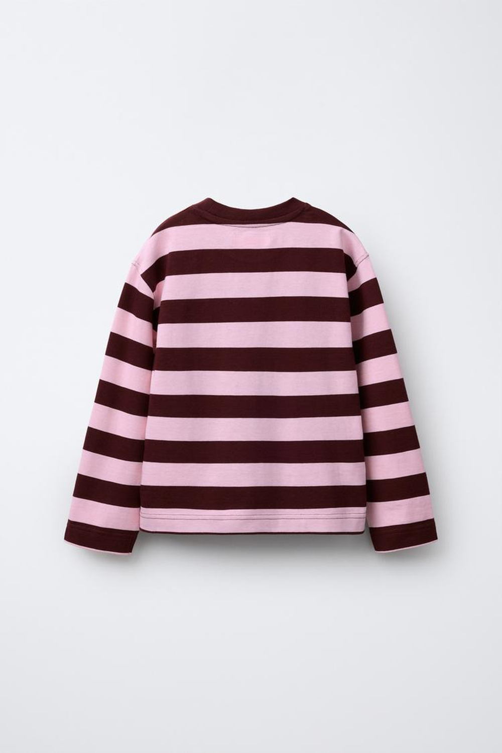 ZARA ЛОНГСЛИВ В ПОЛОСКУ С ВЫШИТЫМ СЕРДЦЕМ, РОЗОВЫЙ