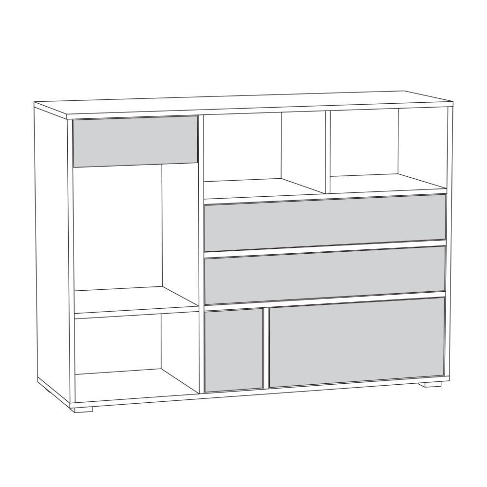 Комод Вайс 10.104, Морское дерево Винтаж, Камень Темный, Бензин, Белый премиум