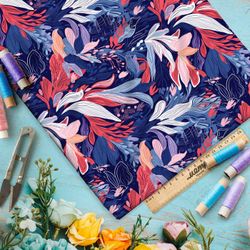 Ткань премиум дюспо фантазийная листва