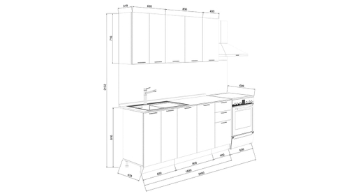 Кухонный гарнитур «Гранита» длиной 180 см