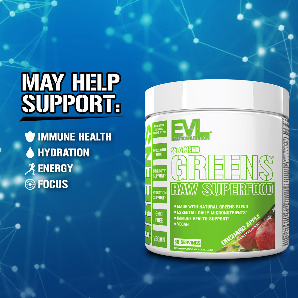 EVLution Nutrition, Stacked Greens Raw Superfood, яблочный сад, 162 г (5,7 унции)
