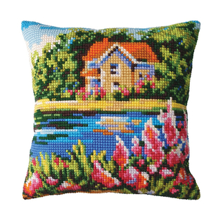 "Домик у озера"-5448  подушка